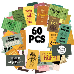 60pcs Uplifting Motivational Quote Cards English Inspirational Thank You Cards for Him Her Positive Affirmations Mini Gift Card