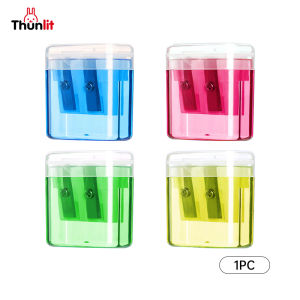 Thunlit Cute Pencil Sharpener Bulk Wholesale Double Hole Manual Pencil Sharpener with Case Stationary School Supplies