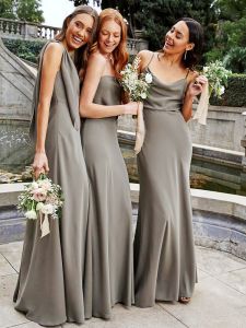 2025 New Premium Long Elegant Womens Maids Dress Simple Draped Style Wedding Party Performance Suitable Polyester Fiber