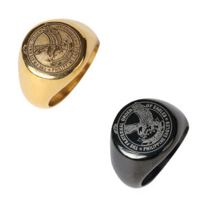 High Polished Vacuum Engraved Pure Stainless Steel Eagles Fraternal ATE Ring Size 4-11