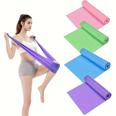 4 Pack Yoga Resistance Bands: TPE Elastic Stretch Bands for Physical Therapy Fitness Yoga Pilates Rehabilitation and Stren