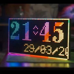 ĐỒNG HỒ LED MATRIX P5 nháy theo nhạc 2023 Clock Music - Nhiều hiệu ứng báo nhiệt độ báo lịch báo giờ (ĐẤU NỐI SẴN)