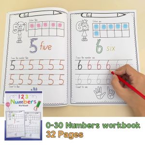 A4 Size Number 0-30 Tracing Practice Workbook Preschool Math Learning Kindergarten Numbers Writing Coloring Book Montessori