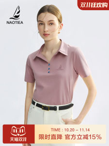 Naotiel Small Sailing Ship Pure Cotton Short Sleeve Polo Shirt Womens Summer New Large Size Paul POLO T-shirt Classic Style Commute