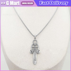 Fashion Retro Silver Plating Silver Sword Pendant Sweater Chain Silver Distressed Trendy Accessories Gift