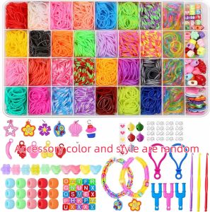 36-40 grids/box  luminous Rubber Bands Bracelet Making Kit Creative Jewelry Set Ideal Gift for Little Crafters Vibrant DIY
