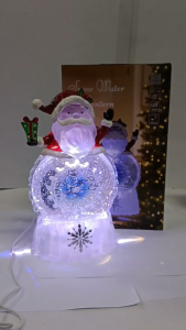 D&D #25017 Christmas Water Glass Snow Man with Light and Music