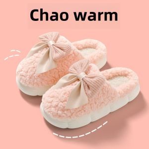 2024 New Womens Cotton Slippers Home Warm Cute Outdoor Anti-slip Thick Bottom Fur Slippers Comfortable Soft TPR Heel