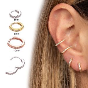 WCYC 1PC 6/8/10mm Daith Conch Snug Silver Gold Rosegold Nose Ring Huggie Hoop Earring CZ Ear Piercing Body Jewelry