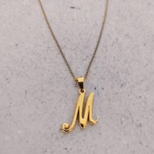 18k Gold Stainless Steel Vintage Alphabet Pendant Unique Personality Initial Charm Necklace for Women
