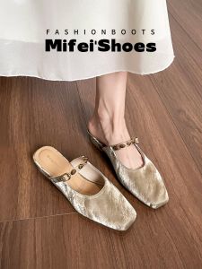 MIFEI | Peep Toe Square Head Slip On Clogs Shoes