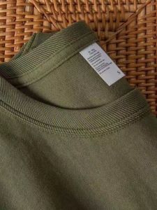 Heavyweight Pure Cotton Military Green Short Sleeve T-Shirt Loose Fit Summer Top for Men And Women Breathable Comfortable Casual Tee