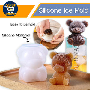 AMK Silicone Ice Mold 3d Bear Shape Cute Creative Drinks Decoration Milk Tea Coffee For Cafe / Restaurant Acuan Ais Ketul Silikon Bentuk Beruang Comel