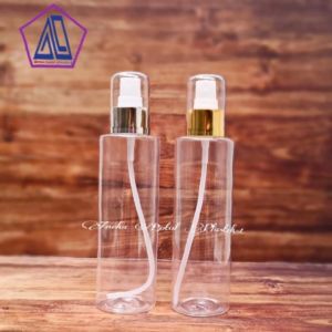 Botol Spray 200ml Bening Pet Tebal / Botol Plastik 200ml Tutup Spray Gold Dan Silver