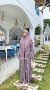 Zahira1808 Uzma Dress Bahan Ceruty Baby Doll Mix Tile Premium Mutiara Gamis Syari Murah Trendi Baju Syari Muslim Wanita Ibu Terlaris Baju Pesta Model Dengan Khimar