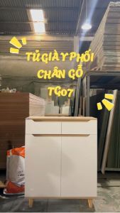 Tủ Gỗ Để Giày Hiện Đại Chân Gỗ Tự Nhiên Hệ Cánh Và Ngăn Kéo Tay Nắm Cách Điệu SIB Decor TG07