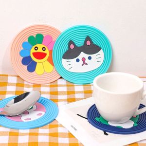 Miếng lót cốc silicon miếng lót ly cách nhiệt chống thấm nước hoạt hình dễ thương
