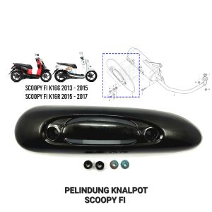 Pelindung Knalpot Scoopy eSP (2015) - Cover Tutup Penutup Tameng Pengaman Muffler Exhaust Kenalpot Honda Scoopy eSP Fi 2015 (K16) Hitam