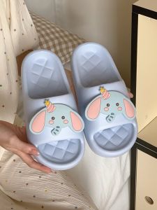 Cute Couple Slippers Summer Anti-Slip Soft Flat Bottom Odor Control Small Elephant Print Indoor Outdoor Wear for Men And Women