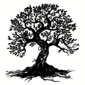 CIFbuy | CIFBUY Iron Wall Art Tree Of Life Metal Sign  Plant Decor For Indoor Outdoor Living Room Elegant Home Decoration Wall Accent