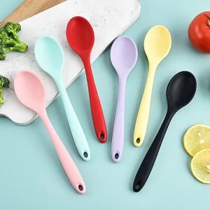 Muỗng Silicon Cấp Thực Phẩm Cán Dài Muỗng Súp Nhà Bếp Chịu Nhiệt Độ Cao Muỗng Trộn Dùng Để Nấu Ăn