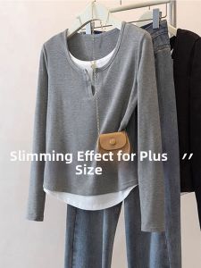Stylish Unique Design False Two-piece T-Shirt