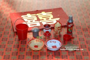 Mini Wedding Celebration 9 Pieces Simple Version And 15 Pieces Luxury Version Sewing Machine Toy Set for Home And Life Scenarios