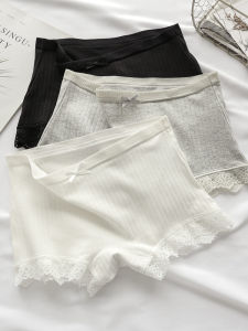 Mid-Waist Cotton Lace Boxer Pure Black White Girls Safety Pants Anti-Light Two-in-One Summer Lingerie for Females