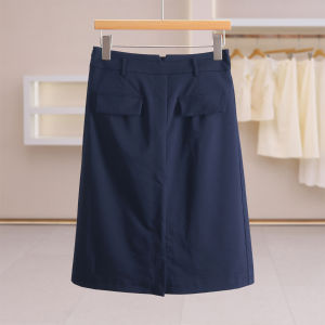 Office Wear Pseudo Pocket Slimming Skirt With Slit Summer