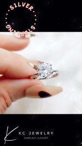 KC Jewelry S925 White Gold Plated Adjustable Diamond Ring