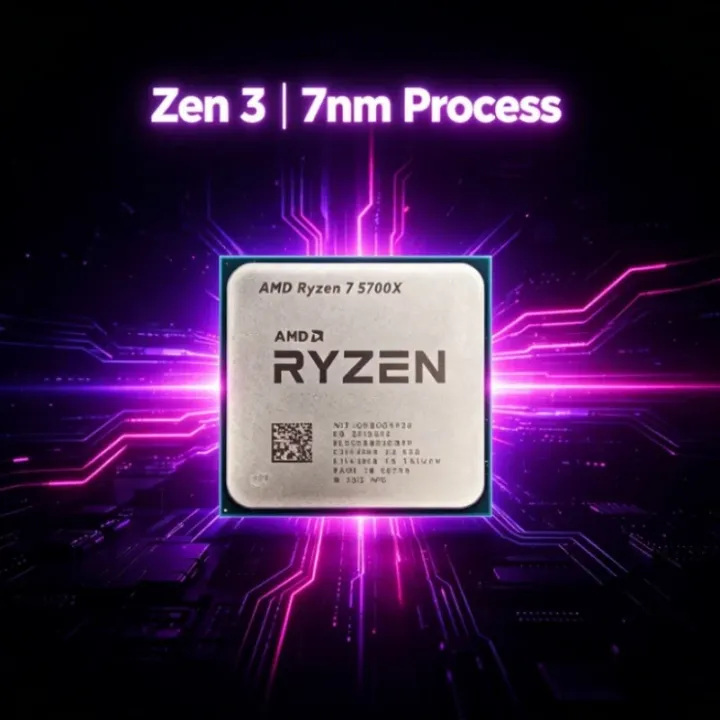 AMD | AMD Ryzen 7 5700X AM4 Socket CPU 8-Core 16-Thread 4.6GHz 65W 7nm Zen3 36MB Cache Desktop Gaming Processor for B550 B450