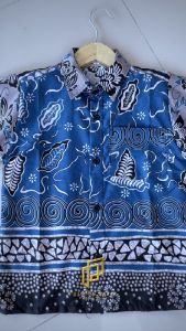 Kemeja Batik Anak Laki-laki Mawar Merah Pendek & Motif Godhong Gedang