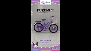 Sepeda Mini Anak Perempuan PMB Mortein MN391 Sanrio Kuromi 20x2.125 Inch Untuk Anak 8-12 Tahun