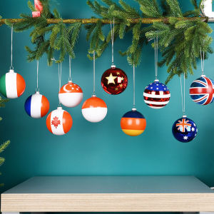 Trang Trí Giáng Sinh Bóng Thủy Tinh Tô Màu Quốc Kỳ Dây Treo Cây Giáng Sinh Trang Trí Cửa Hàng Bóng Tròn