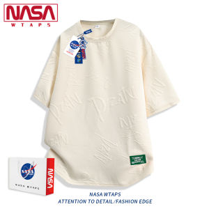 NASA WTAPS Mens Loose Fit Short Sleeve T-Shirt round Neck Summer Casual Wear Polyester Fiber Breathable Comfortable T-Shirt