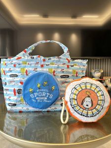Japanese Style New Snoopy Large Capacity Foldable Shopping Bag Drawstring Cosmetics Bag Shoulder Bag Eco-friendly Bag Picnic Bag