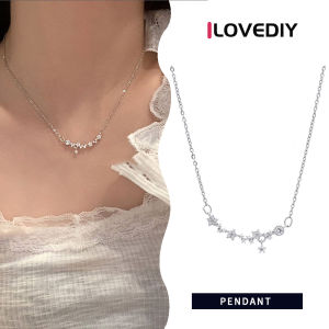 [ILOVEDIY] Ins Simple S925 Sterling Silver Star Necklace Pentagram Flash Zircon Clavicle Chain