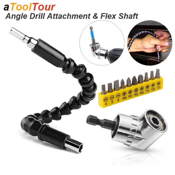 thumbnail image 2 of 1/4" Right Angle Drill Adapter With Flexible Shaft Extension - 11.6 Inch - Black 2 of 5