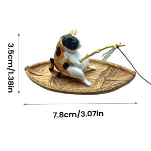 Fish Tank Decorations Creative Cat Fishing Boat Aquarium Ornament Resin Kitten Fishing Fish Tank Decor  Garden Pond Landscaping