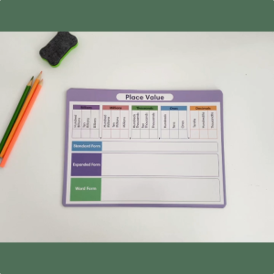 Place Value Small Whiteboard Math Manipulatives for Kids Student Classroom Must Have Homeschool Teacher Supplies Learning Activities Teaching Place Values from Billions to Decimal Numbers Double Sided Dry Erase Boards