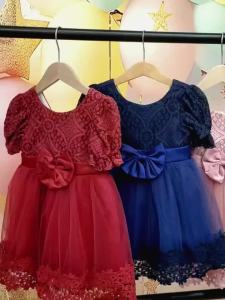Toddler Girls Party Dress Princess Flower 1st Birthday Prom Gown Girl Short Sleeves Bow Birthday Weddings Summer Dresses Evening