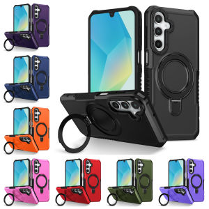 เคสแม่เหล็กหรูหราสำหรับ Samsung Galaxy A03S A05 A06 A13 A15 A16 A22 A23 A24 A32 A33 A35 A52 A55 พร้อมที่วางแหวน