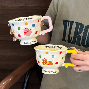 Cute Ceramic Coffee Mug for Women New Designed Breakfast Cup Office Home Use Drinking Cup with Lovely Design