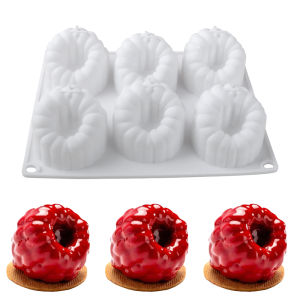 6-cavity Raspberry Mousse Silicone Mold in the French  style Raspberry Shape for Chocolate Desserts and Baking