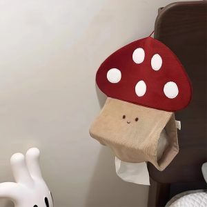 Cute Mushroom Wall-Mounted Tissue Box Living Room Bathroom Hanging Bag Lovely Paper Towel Holder Household Storage Organizer