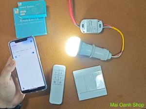 Công Tắc Thông Minh Wifi eWeLink Basic Mini (Có Hỗ Trợ Bluetooth) & Điều Khiển Cầm Tay Và Dán Tường