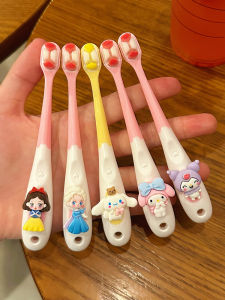 Soft Bristle Toothbrush for Kids Ages 2-12 Cinnamon Dog Design Boys Girls Milk Teeth Brush Childrens Oral Care Small Head Brush