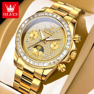 Đồng Hồ Đeo Tay Nam Sang Trọng Bằng Thép Không Gỉ OLEVS Có Mặt Số Kim Cương Đồng Hồ Đeo Tay Cơ Tự Động Có Mặt Trăng Chống Nước Chống Sốc