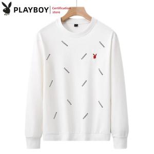 เสื้อสเวตเตอร์เพลย์บอยสำหรับผู้ชาย สำหรับฤดูใบไม้ผล ฤดูใบไม้ร่วง เสื้อสเวตเตอร์บูรูสเทนเทนล์ คอกลมบาง