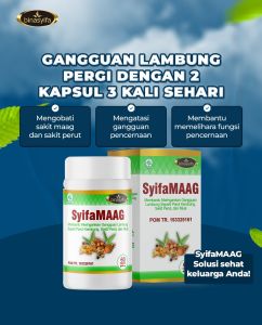 Syifamaag obat kapsul herbal mengatasi masalah penyakit lambung nyeri sakit perut kembung dan mengatasi maag /ganguan percernaan sudah terdaftar BPOM aman tanpa efek samping